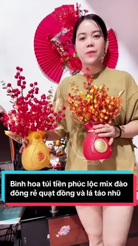 Bình hoa phong thuỷ mix đào đông#binhhoa #phukientrangtritet #xuhuong #trendingviralvideo #khosigiadung1221 