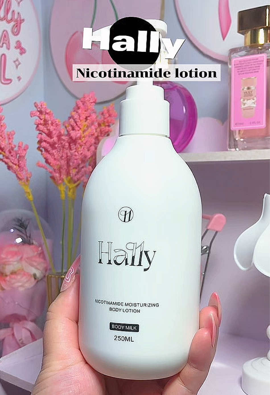 Hally nicotinamide body lotion 💧 ✨Beautify skin ✨Fights anti-aging ✨Reduces wrinkles ✨Prevent acne ✨Reduces strechmark ✨even out skin tone  #hally #bodylotion #nicotinamide #smooth #fyp 