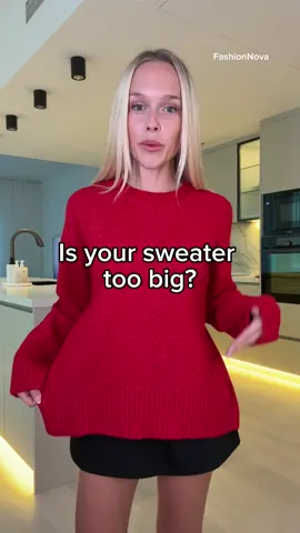 Autumn sweater hacks @Fashion Nova ❤️ Sweater too big or bulky? Try these easy fashion hacks for a more put togheter classy look 😍👇 Outfit 1 ❤️ Laylin Sweater 🖤 Baddie In Office Micro Mini Trouser Skor  Outfit 2 🩶 Maple Embroidered Sweater 🩶 Ines Business Micro Trouser Hot Short #fashionhack #stylingtips #sweaterhack 