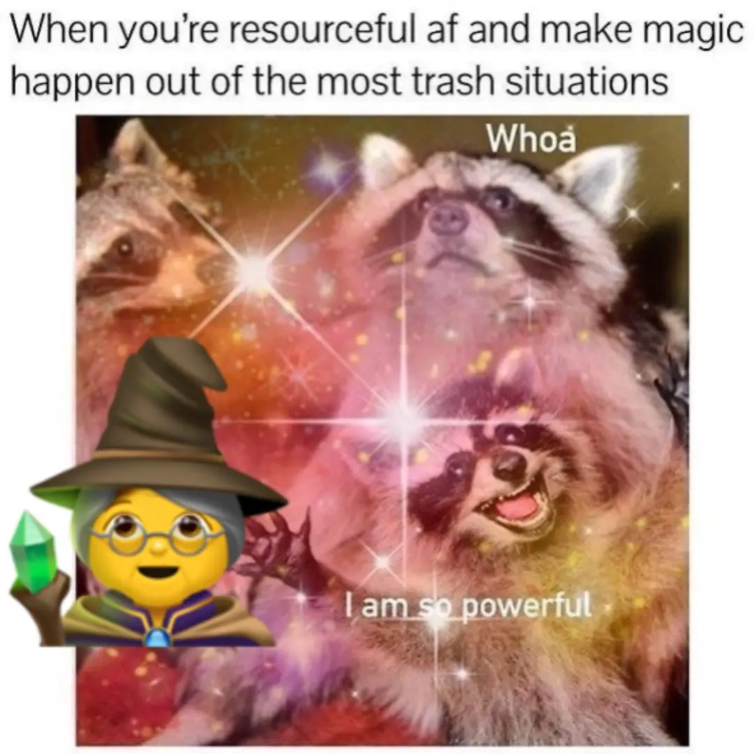 When life gives you garbage, I turn it into glittering magic. 🦝💫 Resourceful energy only — watch me manifest greatness out of chaos. 🌌 #powerful #manifestation #cosmicchaos #chaosmagic #witchtok 