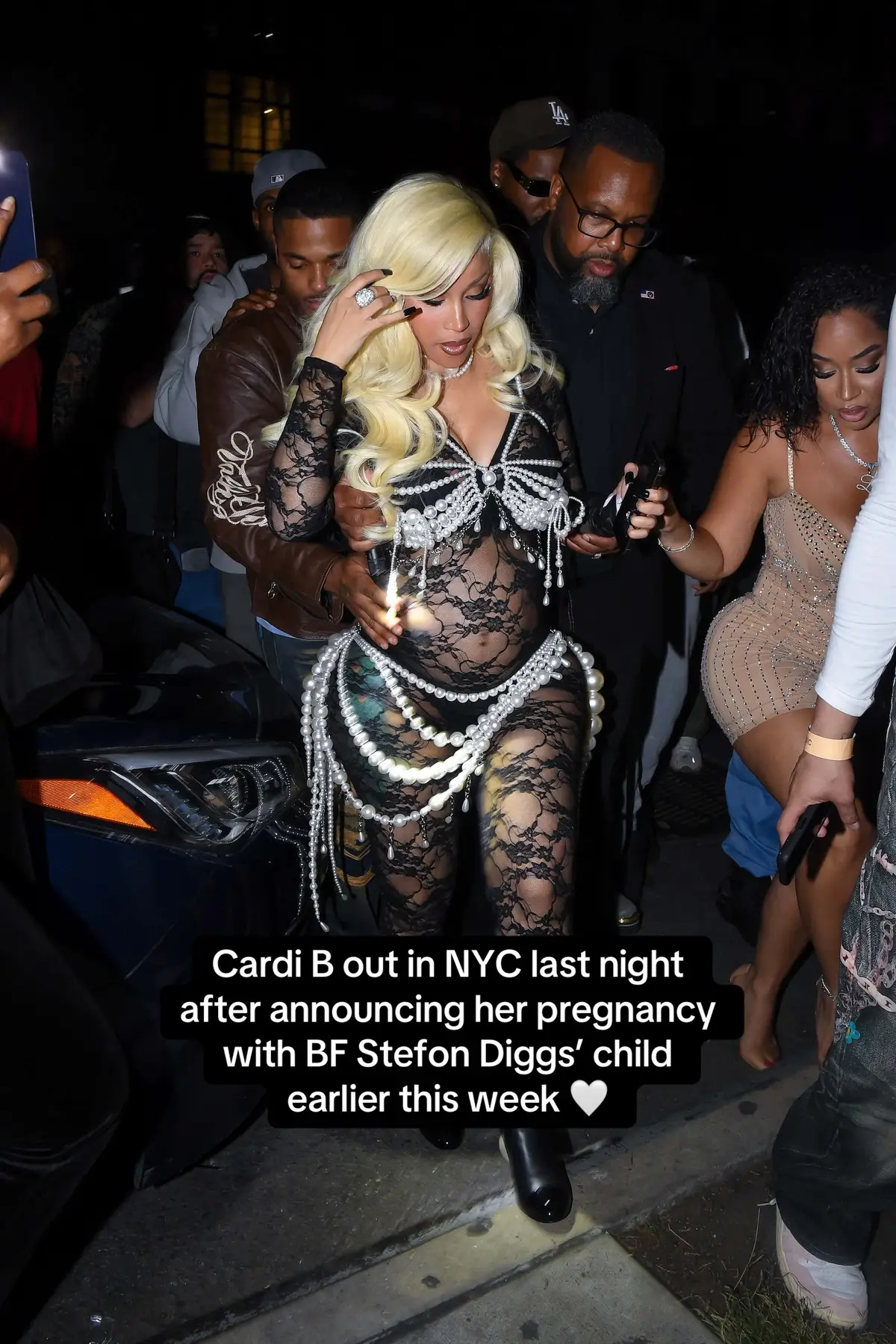 Cardi B out in NYC last night after announcing her pregnancy with BF Stefon Diggs’ child earlier this week 🤍