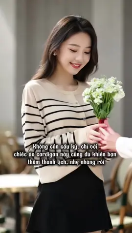 Áo khoác cardigan kẻ ngang #aocardigan 