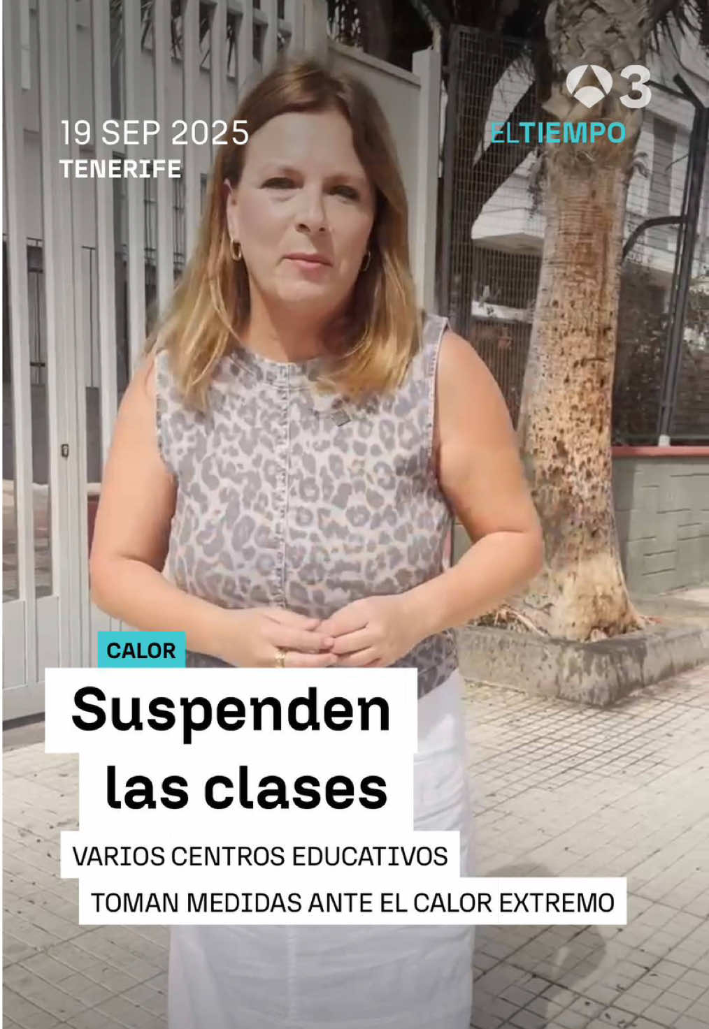 ‼️☀️ Calor extremo en Canarias 📍 Algunos centros educativos han tenido que suspender las clases ante las altas temperaturas. 🗣️ Cuenta más detalles Toñi Galván para antena3noticias.com #Antena3Noticias #Noticias #News #AprendeConTikTok #ElTiempo 