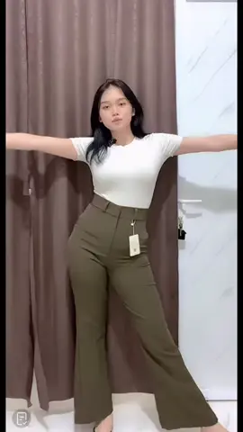 Louvee - Kylie Cutbray Highwaist Pants Flare Pants petite Cutbray Wanita Panjang Premium size