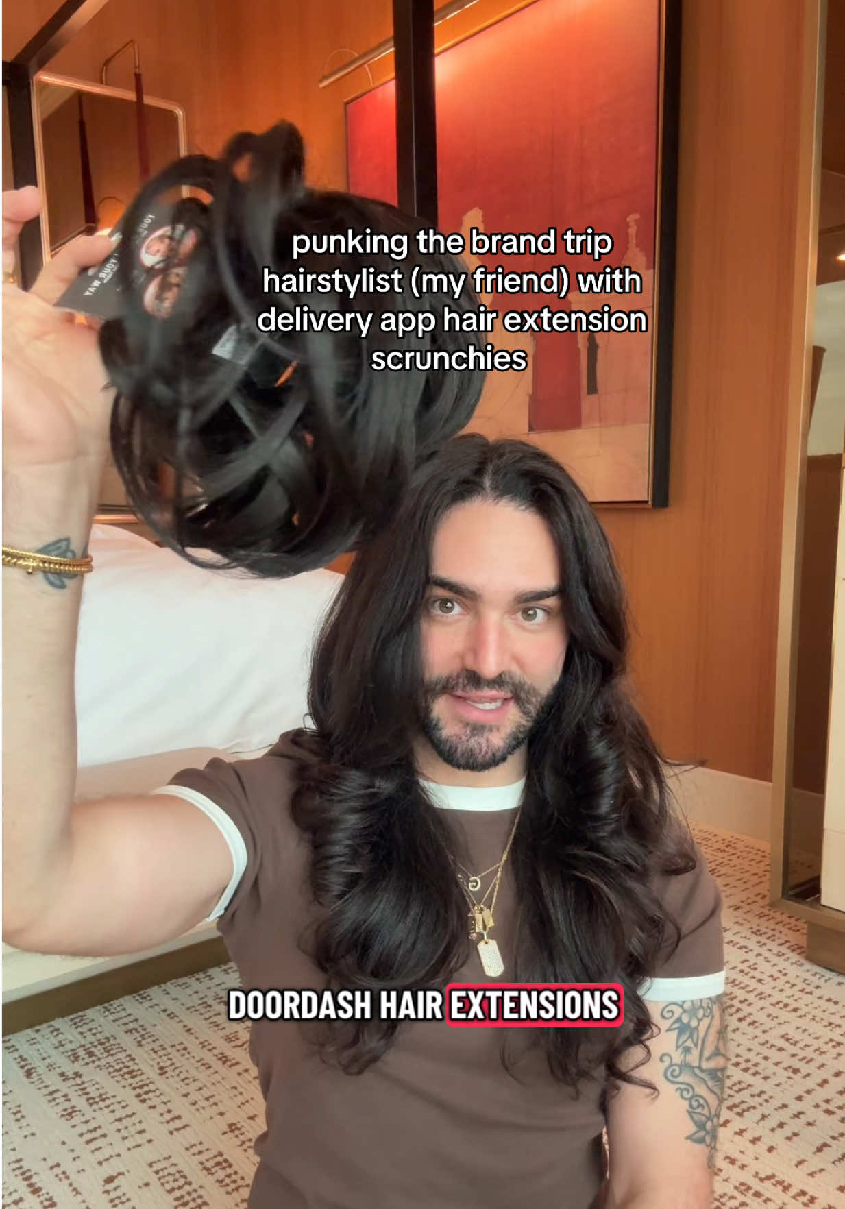 i promise i warned @Giles Robinson ahead of time that i had plastic hair scrunchies in my suitcase for our hairstyle appt and he said “bring it on”😭😭 this is gonna sound so cheesy but hairstylists really are like a family in that we have a lot of shared experiences and layered understanding of each other ❤️ @Color Wow Hair 