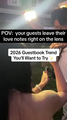 Not your usual guest book 🖊️✨ our guests literally signed our wedding memories on camera 🎥 #weddingtok #weddingideas #bridetobe#2026wedding #guestbook 