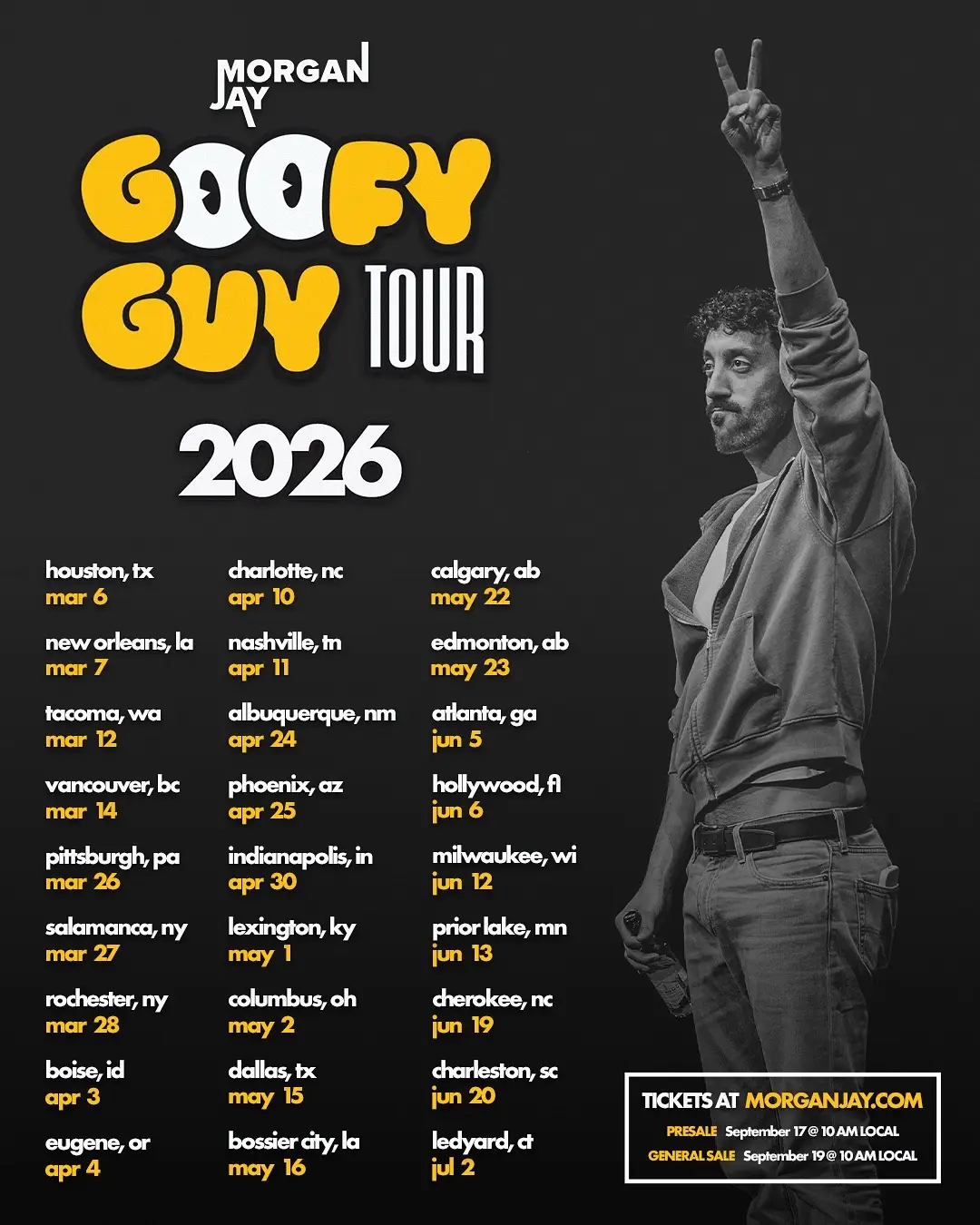 Tickets are officially available for everybody.  Make sure you go to MY WABSYTE - do not google my name and your city. You will get scammed. If you’re city is not listed it’s because I was already there been there within the last 12-18months and you found me too late. There are other tour dates listed on my website but they’re likely sold out. 