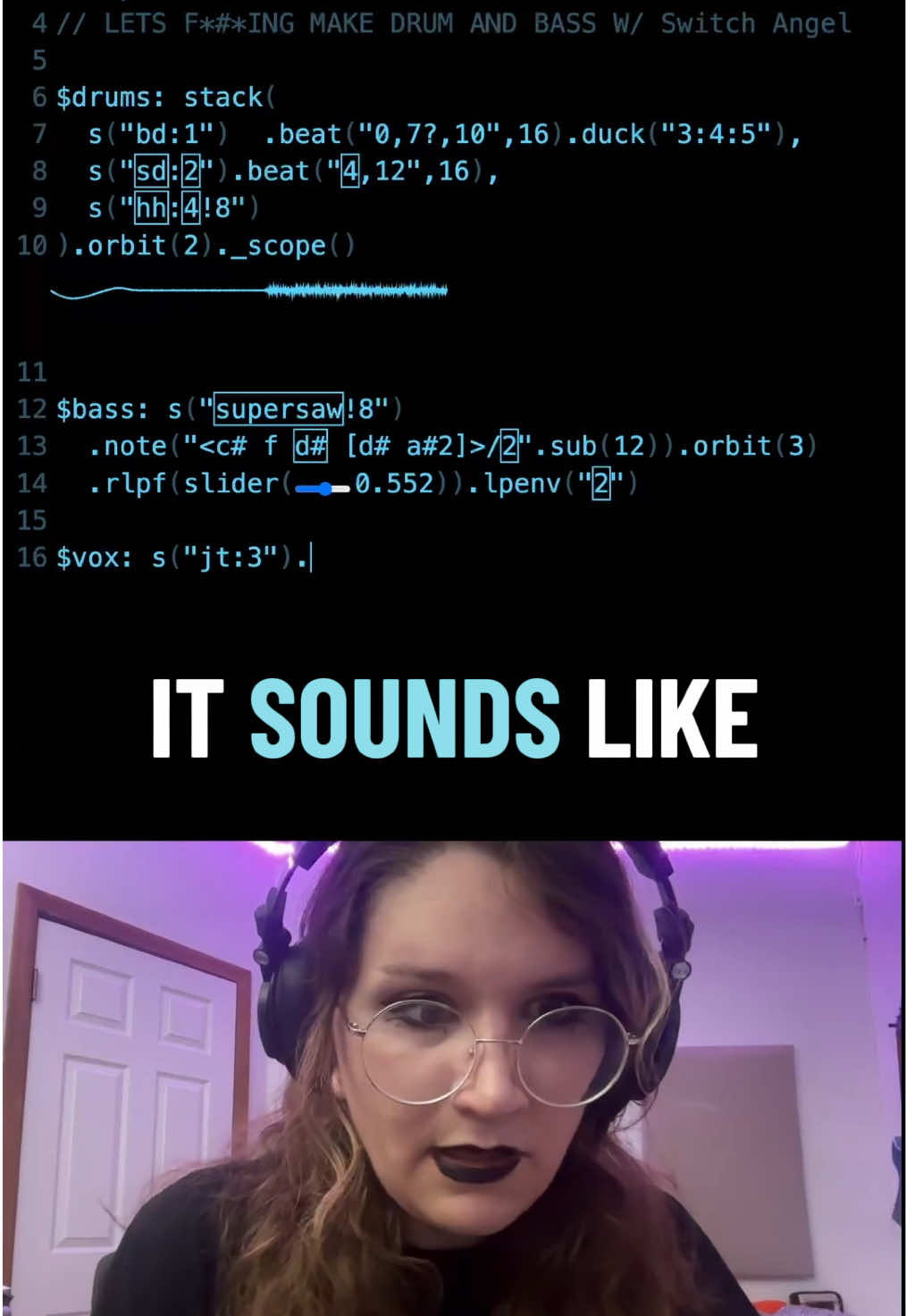 Making face melting melodic drum and bass music with code #algorave  #livecoding  #electronicmusic 