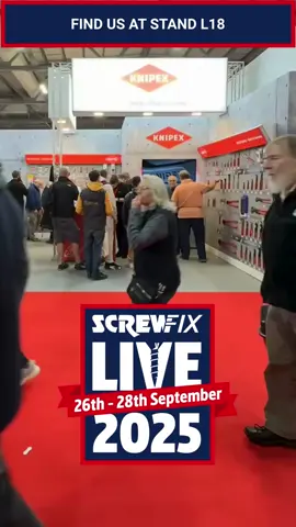 📍 Find us at Stand L18 from 26th - 28th September and get hands-on with the very best of KNIPEX. Expect live demos, tool challenges, and special show promotions. Who’s coming? 👀 #KNIPEX #ScrewfixLive #KNIPEXUK