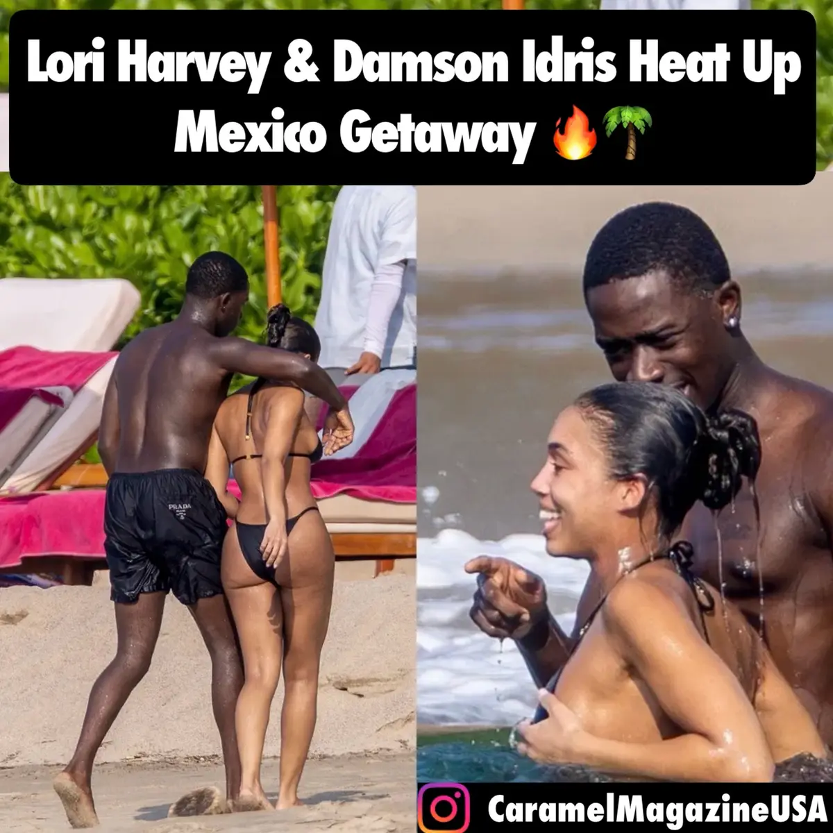 Back at it? 👀 #LoriHarvey and #DamsonIdris were spotted enjoying the beaches of Puerto Vallarta, looking cozy and carefree. After their 2023 split, the two might just be giving love another shot. 🍬✨ #CaramelExclusive 