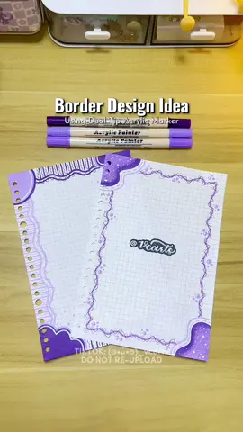 Ngayon lang ulit nakagawa 🙈 Another purple border design idea using dual tip acrylic marker. 💜🫶🏻✨ Post ko later yung picture 🤗 #borderdesign #borderdesignideas #borderideas #dualtipacrylicmarkers #acrylicmarker
