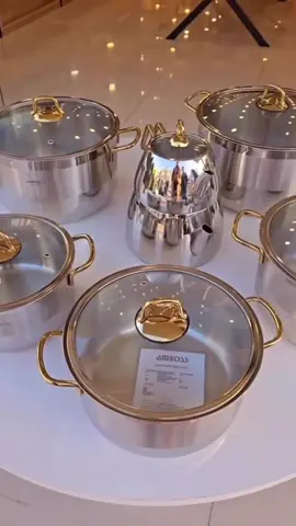 Jogo de panelas luxo.✨ ➡️Comente “eu quero” para receber o link.🔗  #jogodepanelas #panelasluxo #panelasinox #shopee 
