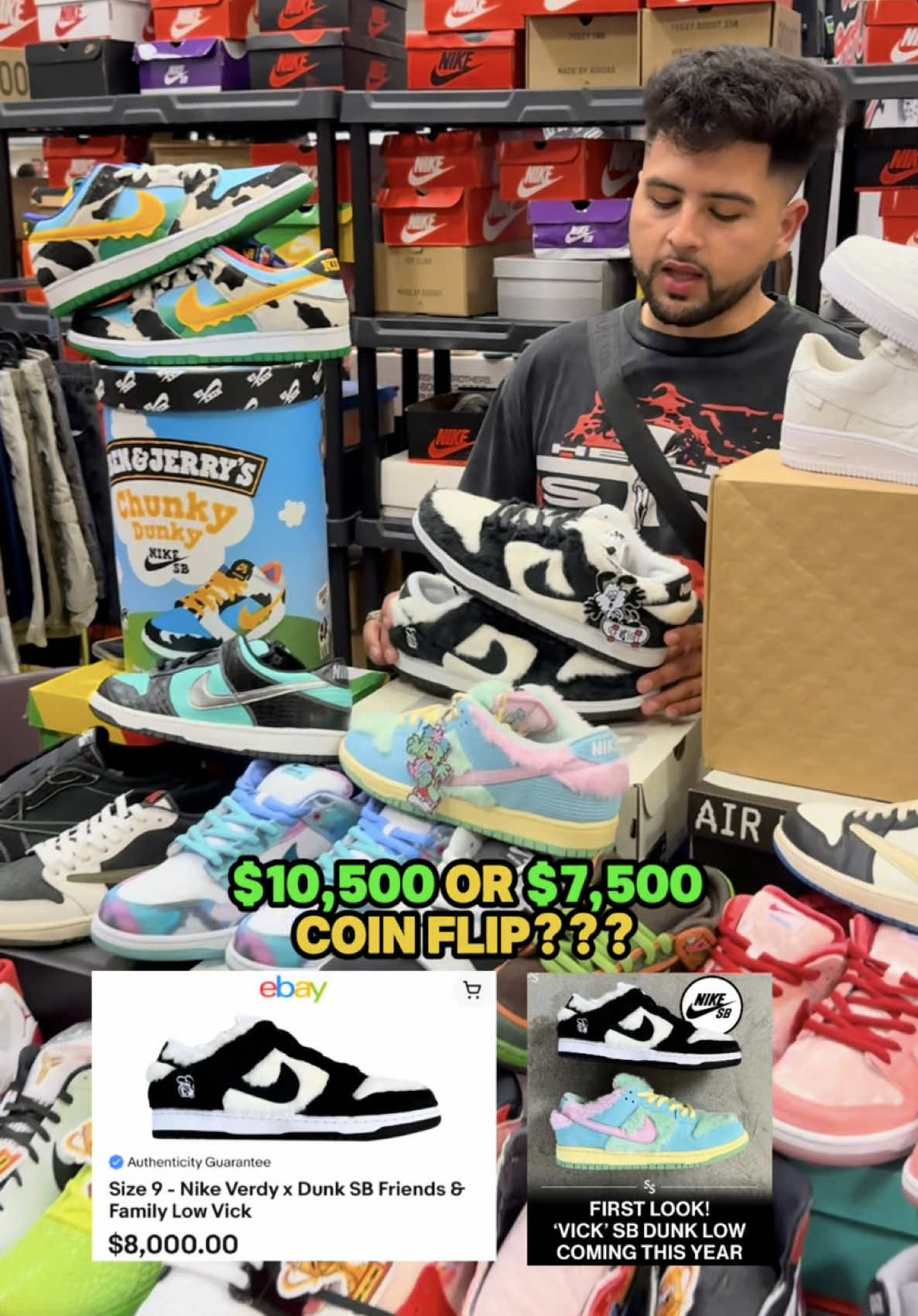 $10,500 coin flip for furry panda dunks… who won the deal?? 🤔 #sneakers #fyp 