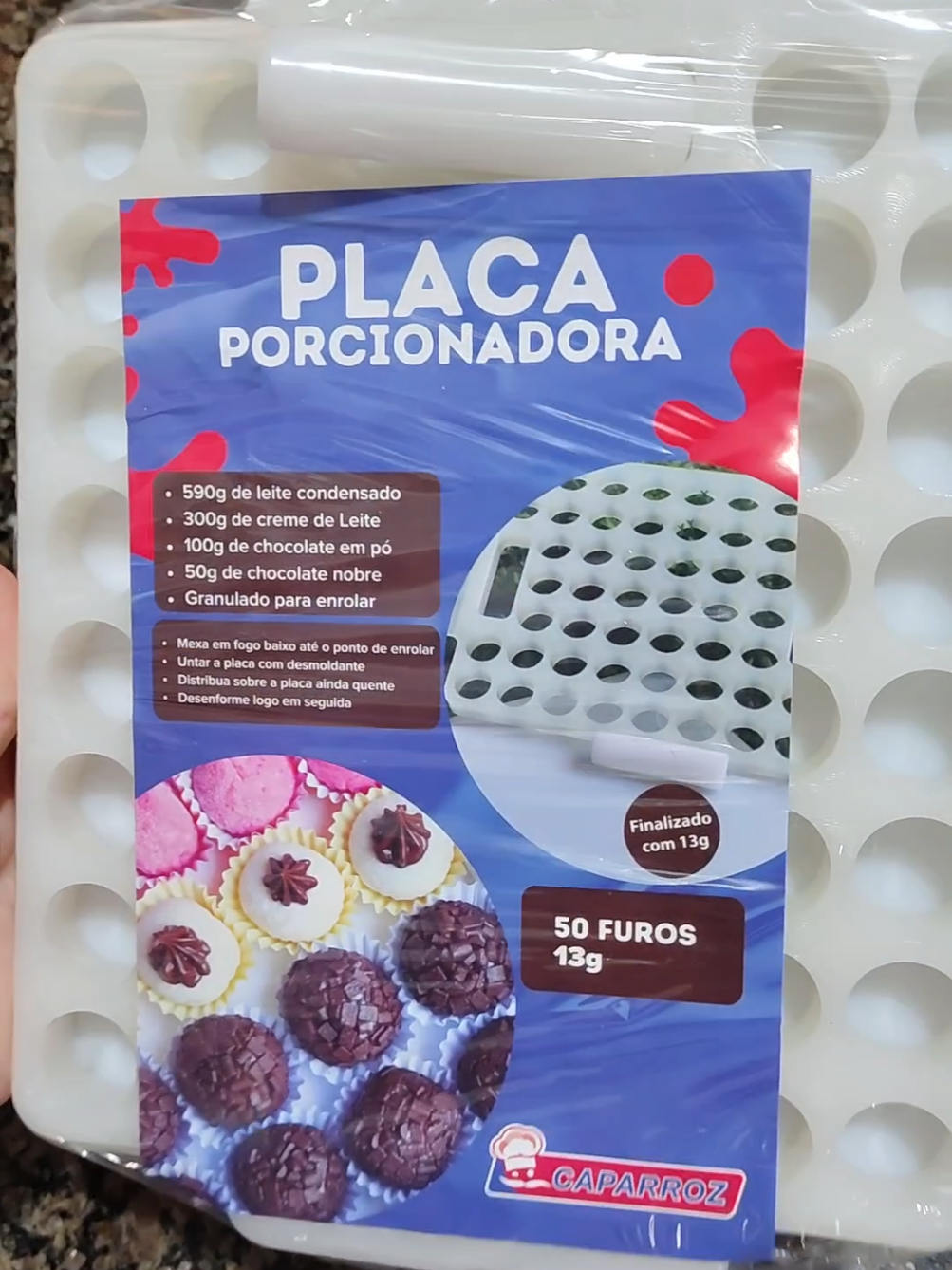 Placa Porcionadora Caparroz 13g - 50 furos  #confeitaria #placaporcionadora #brigadeiro #brigadeiros #confeitariaartesanal 