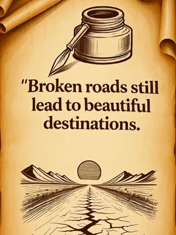 Broken roads still lead to beautiful destinations #inspiration #motivation #quotes 