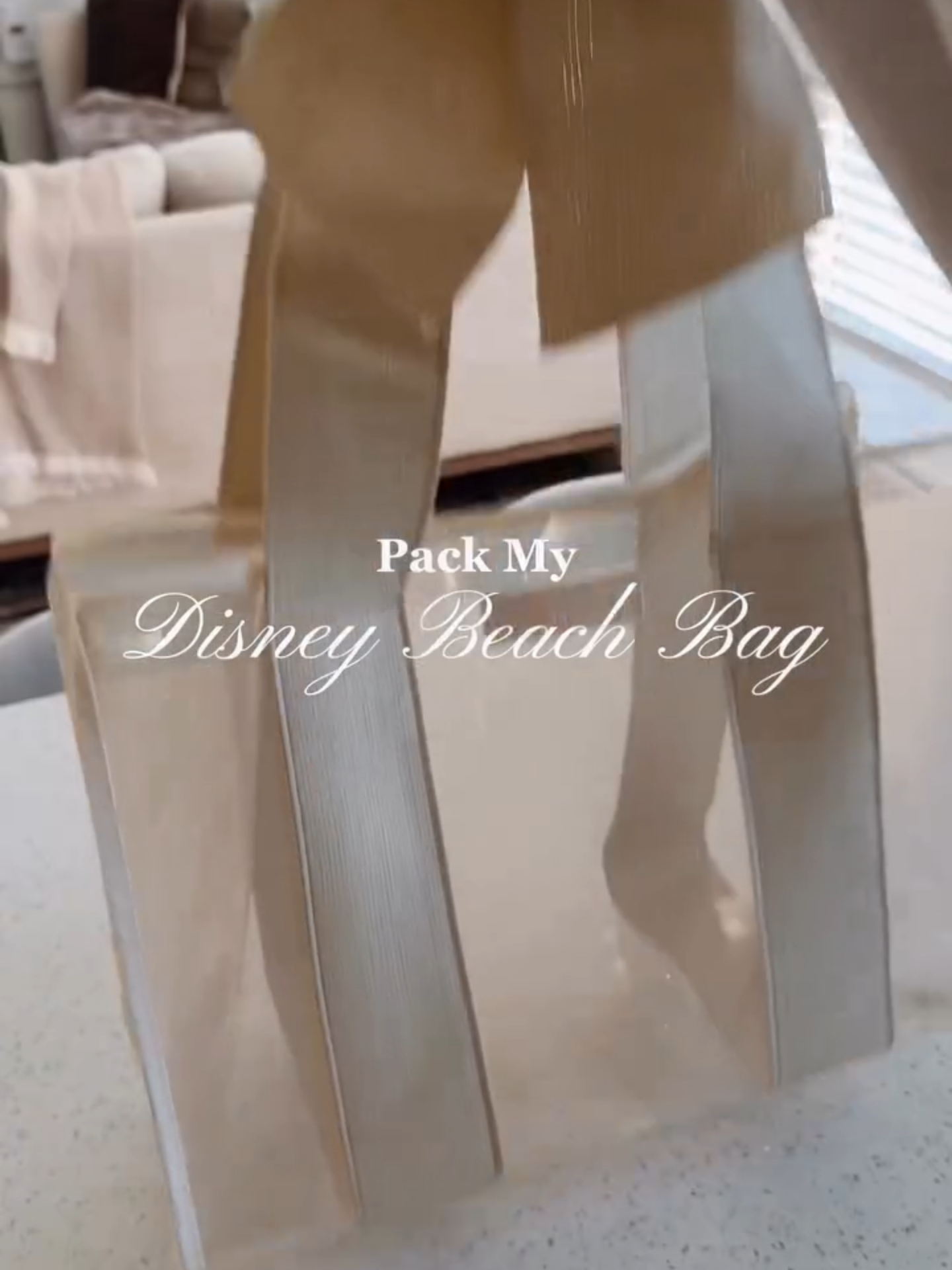 @itsemilyleah is all set for a day at #disney with the ecru raffia jelly tote 💫 #disney #disneybag #bowtote #neutralaesthetic #packwithme #whatsinmybag