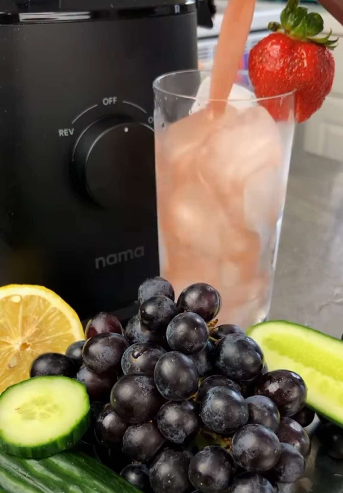 You’re ready for a life of health and vitality? You have the key within you. We all do. Now is your time. Let’s go!!! Here’s the recipe for glowing skin: Black Grape Tonic * 6 Cups Black Grapes * 1 Large Cucumber * 1 Lemon Makes 1 liter or 32 oz of amazing juice! I made this juice on the Nama J2 juicer. Nama just released a J2 XL package in limited quantities. It has the biggest hopper, sorbet attachment, and the largest pitcher/strainer set at $125 less than normal. When you use my code, that savings goes up to $200. They have limited numbers of them so don’t miss it! Check it out in my 🔗 Stay Juicy!!! #namaj2xl #j2xl #coldpressedjuice #glowingskinjuice #juicerecipesforskin