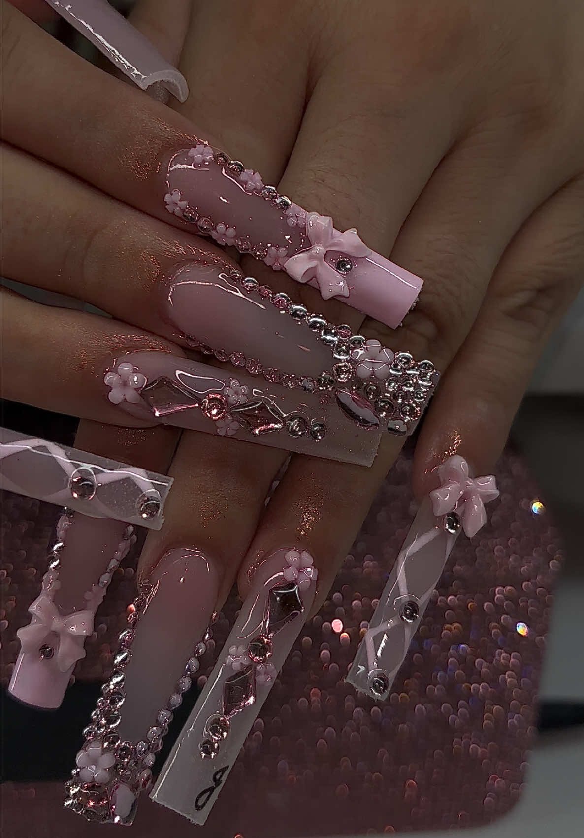 I love me a pink blinged set😍😍😍 #fallbrooknailtech #fypシ #prettynails #fypシ゚viral #nails💅 