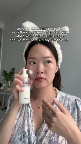 Umm…. why is everyone struggling with skin flooding when you can just layer the Demaf Here Oh My first Serum…? #SkinFlooding #GlassSkin #GlowingSkin #SkincareRoutine #Toner #Serum