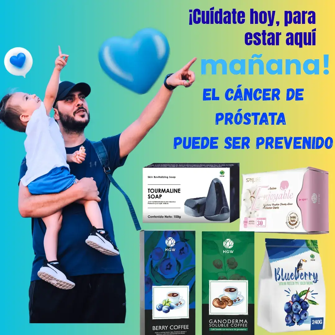 👨‍🦱💙 Hombres, cuídense hoy para disfrutar el mañana 💙👨‍👦 El cáncer de próstata puede ser prevenido con buenos hábitos y apoyándote en productos naturales que fortalecen tu salud. ✨ Beneficios de nuestros productos: ✔️ Jabón de Turmalina: ayuda a mejorar la circulación y la desintoxicación del cuerpo. ✔️ Toallas Enjoyable: aportan bienestar y protección natural. ✔️ Berry Coffee & Blueberry: ricos en antioxidantes que protegen tus células. ✔️ Ganoderma Coffee: fortalece el sistema inmunológico y mejora la energía diaria. 💡 No esperes a mañana para cuidar lo más valioso: tu salud y tu familia. 📲 Contáctanos hoy y empieza a prevenir con productos 100% naturales. #próstata #cancer #prevencion #HGW #naturalmente sa