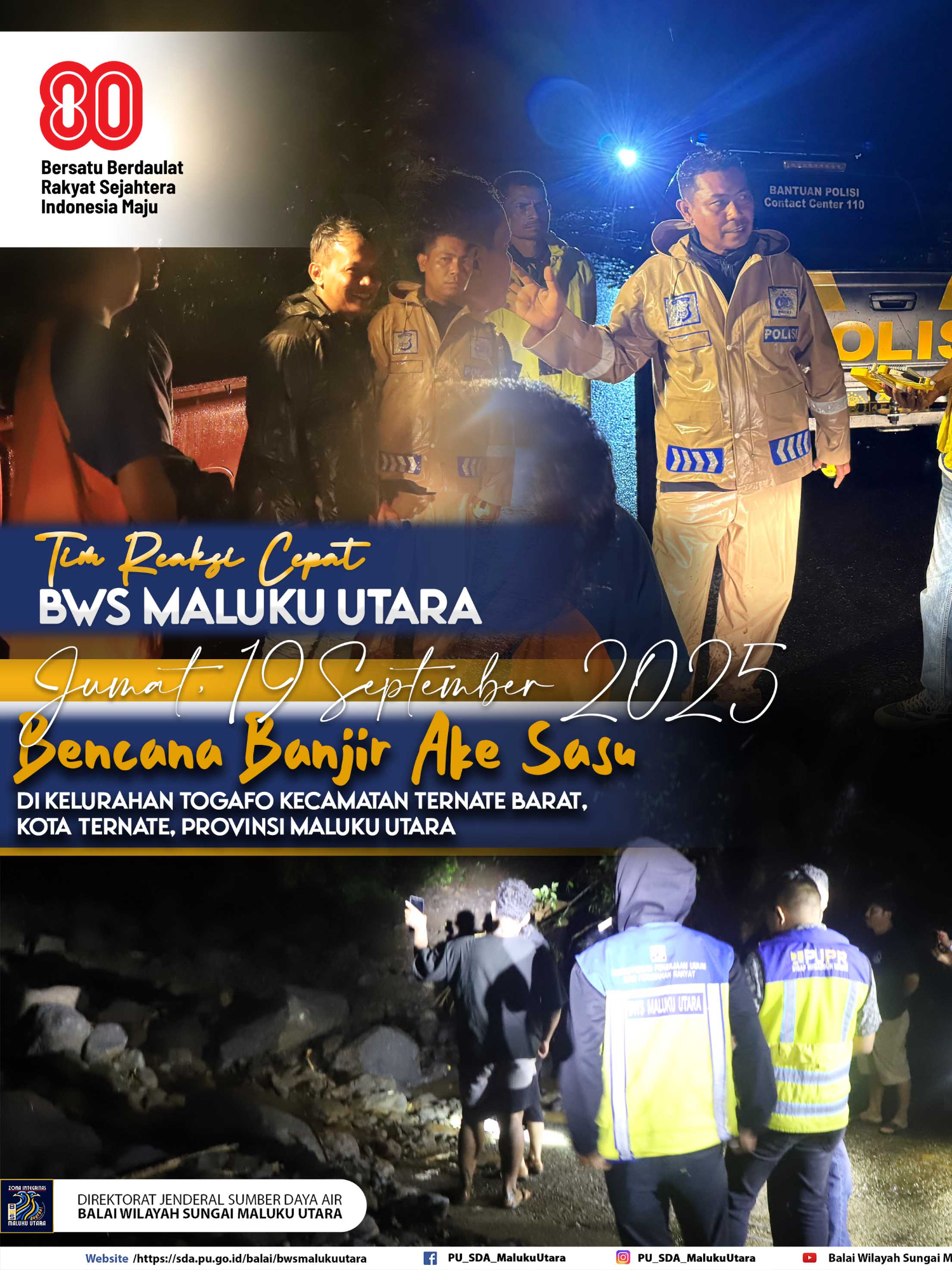 Banjir Bandang Genangi Jalan di Kelurahan Togafo#SDAditjenSDA #bwsmalut💪💪🔥