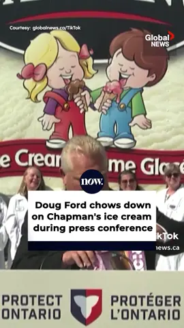 We all scream for ice cream, and Premier Doug Ford is no different! Following the announcement that the province will be investing $27 million to help Canadian ice cream company Chapman’s build a new factory in Ontario, the premier enjoyed a Yukon Bar while addressing reporters, saying he eats one of the frozen treats every night. #DougFord #Chapmans #icecream