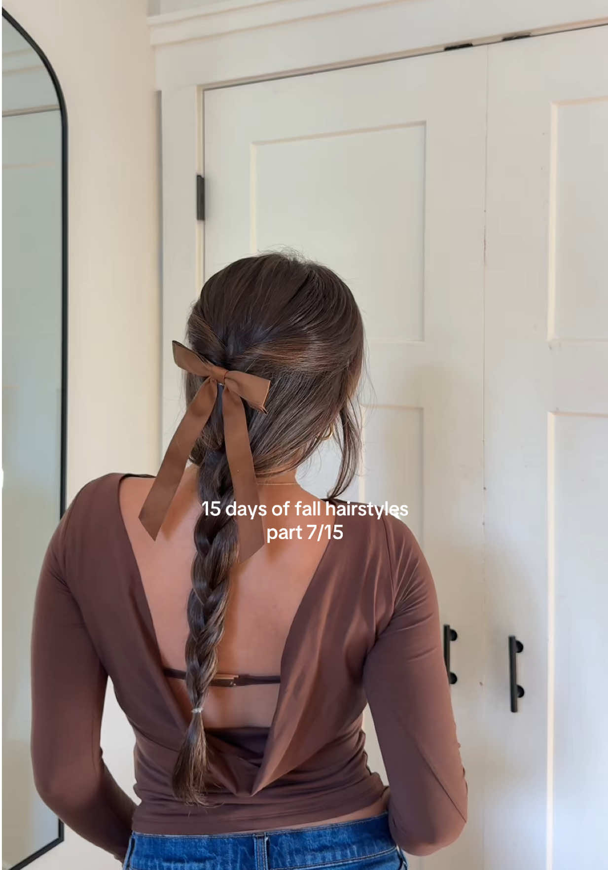 bow + braid = the perfect fall hairstyle #hairstyle #easyhairstyles #braidhairstyles #braid #fallhair 