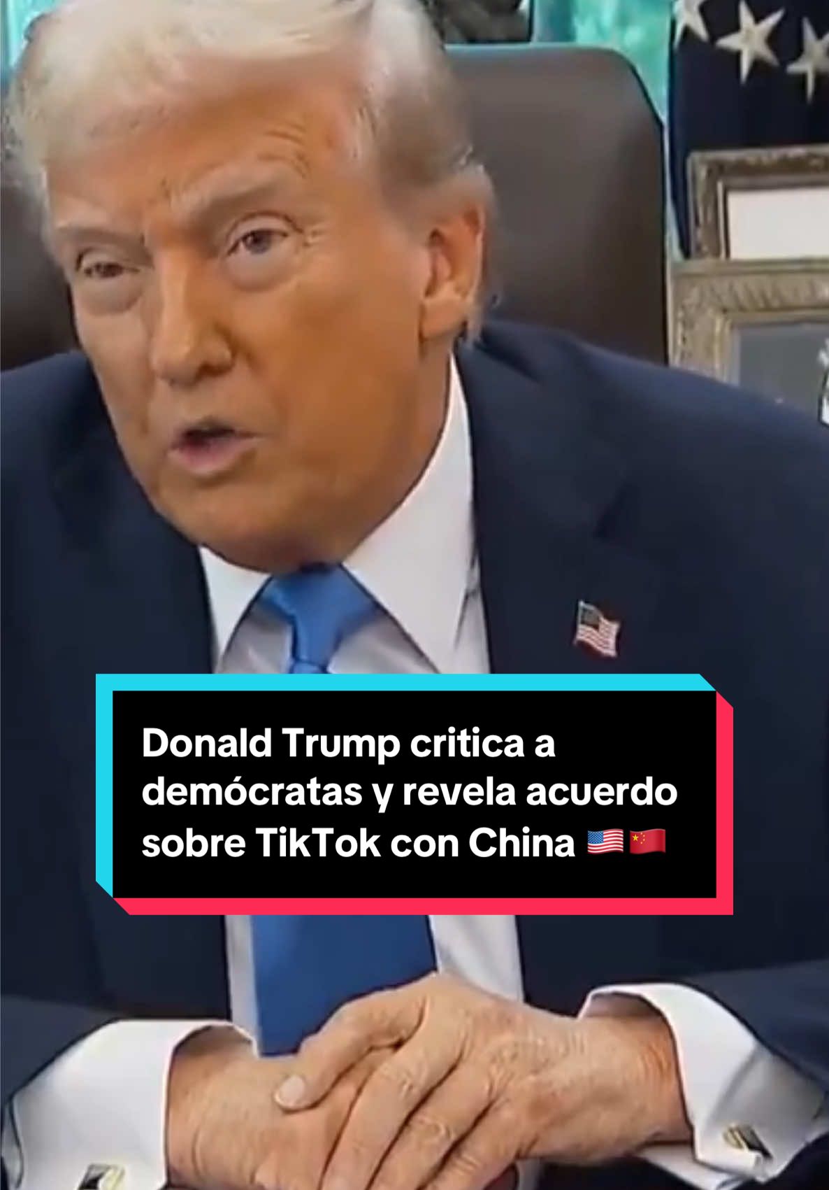 @President Donald J Trump acusó a los demócratas de negarse a condenar el asesinato de Charlie Kirk 🚨🇺🇸 Además, reveló que el acuerdo sobre @TikTok con Xi Jinping “va por buen camino”. @The White House #USpolitics #DonaldTrump  #Tiktok 