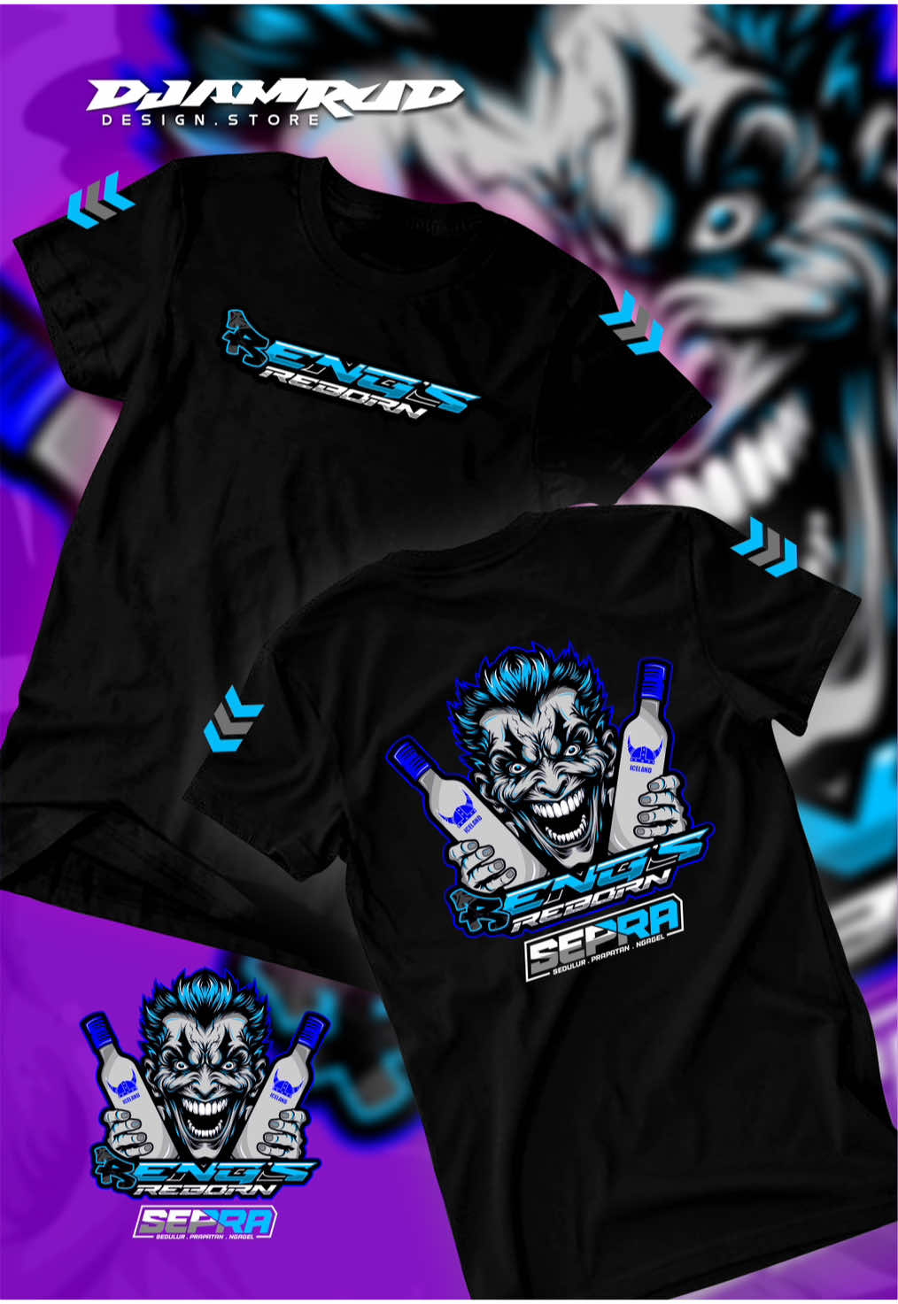 Sablon kaos dengan konsep joker x iceland,nice my boy🤟🤟@RENG'S #sablonkaos #sablonkaoskarnaval #sablonkaoscustom #djamrudstore #kaossoundsystem 