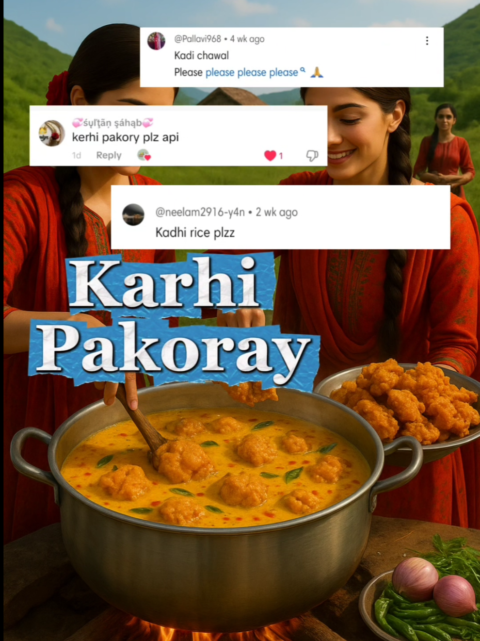 “Valley Vibes & Comfort Food | Karhi Pakoray with Rice” #fyp #juttimeri  #thumakthumak #foryoupage❤️❤️ #viralvideos 