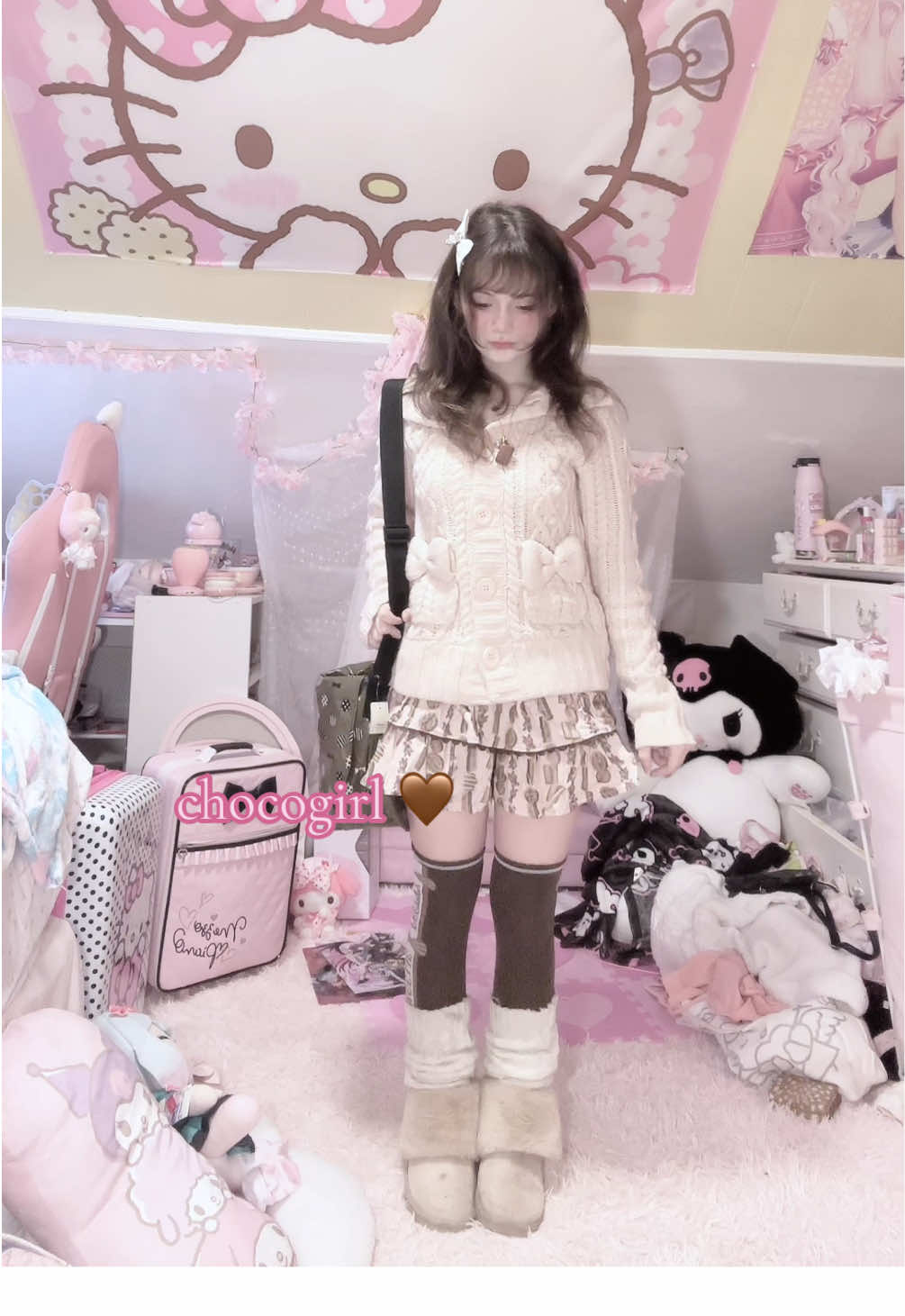 fit check kinda… most of this outfit is from Mezzo piano! i love this sweater sm #jfashion #cutecore #himekaji #chocogirl #lizlisa 