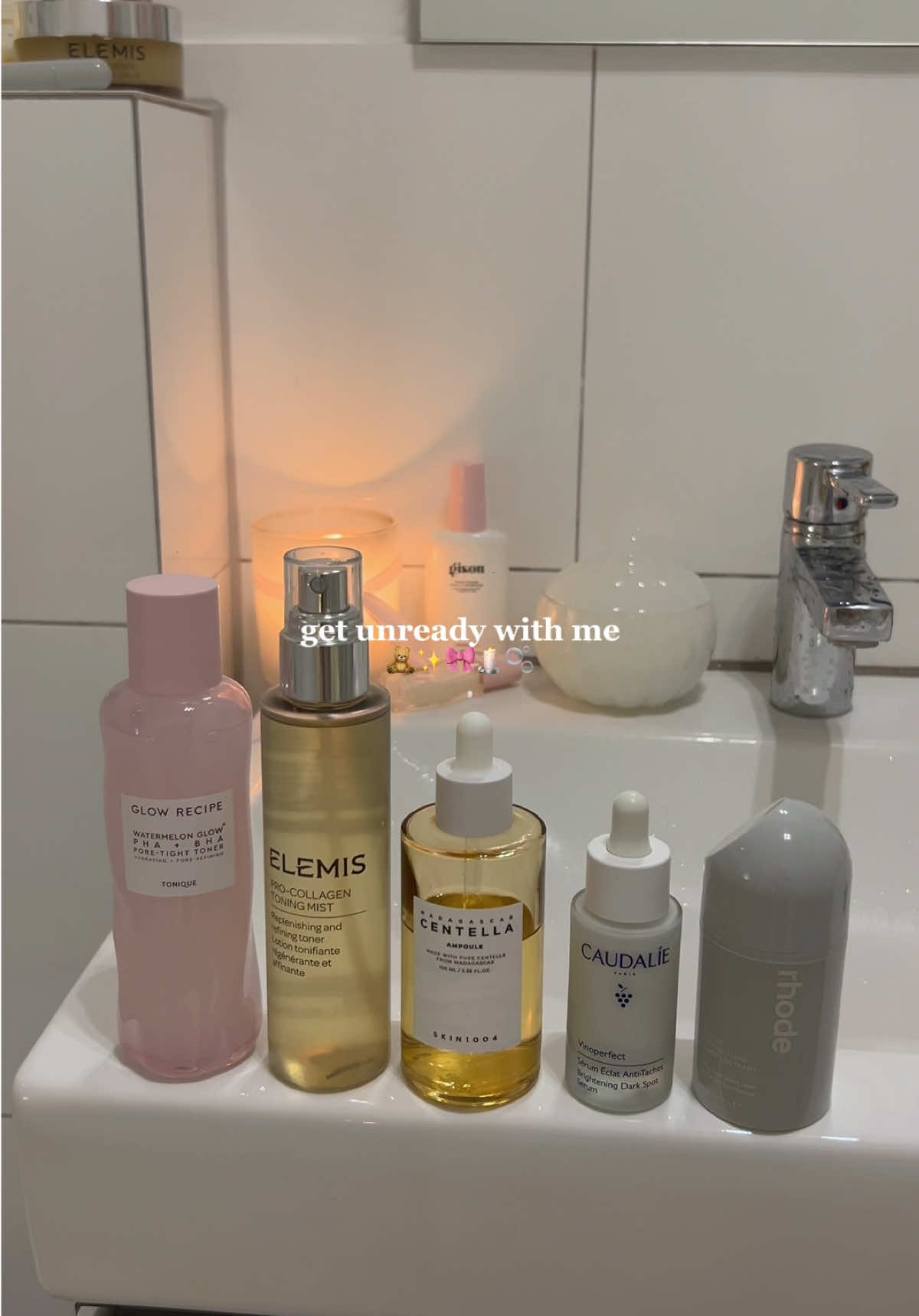 get unready with me🧸🎀✨ #nightroutine #cozyfallnight #getuntreadywithme #girly #routine #guwm #bedtimeroutine #fall #autumn #girlyroutine #imalination #aesthetic #cleangirl #thatgirl #girlygirl #fallnight #nightlyroutine #fyp #viral  @Beauty of Joseon @SKIN1004 US @Glow Recipe @ELEMIS @Caudalie @rhode skin 