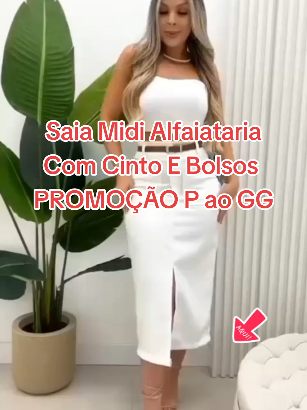 Saia Midi Alfaiataria Com Cinto E Bolsos PROMOÇÃO P ao GG #saia #midi #alfaiataria #roupasfemininas #achadinhos 