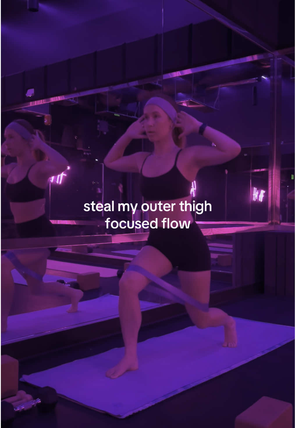 a spicy one!! in class we used either 1 heavy dumbell (held at the chest for standing moves) or 2 2-3 lb weights (ofc you can always go body weight too🔥🔥)  the mini band is so versatile and fun to use ✨✨ #matpilates #pilatesinstructor #pilatesathome #athomeworkout #pilates 