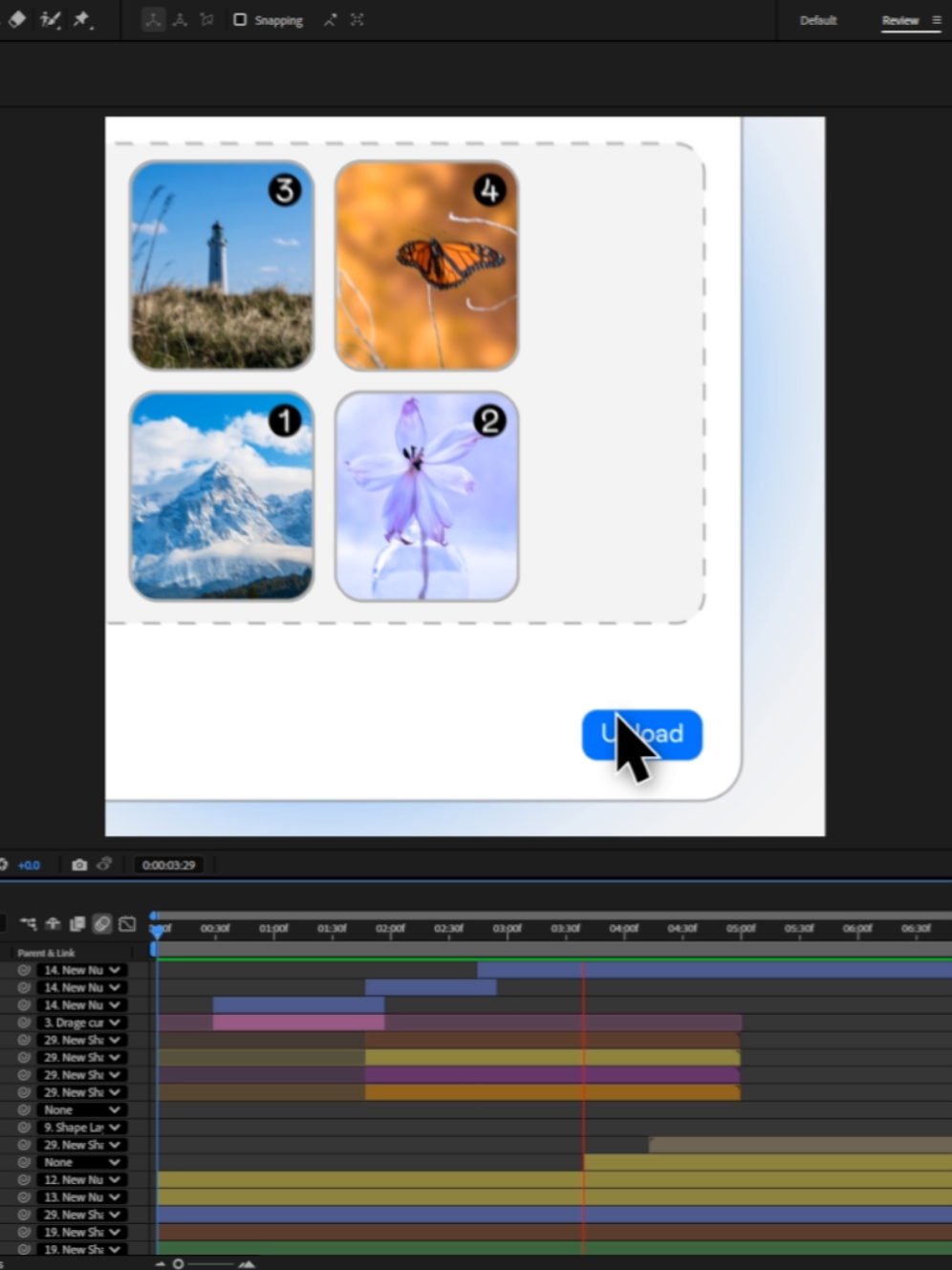 Upload media animation in #aftereffects #videoeditor 