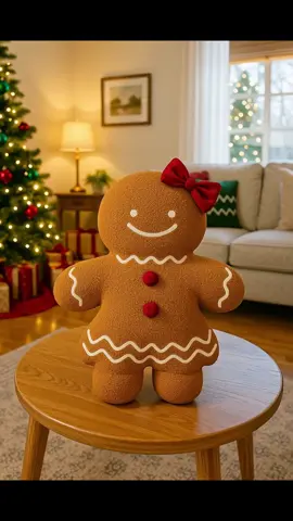Cute Christmas Plush Girl Gingerbread Pillow with red/green/white