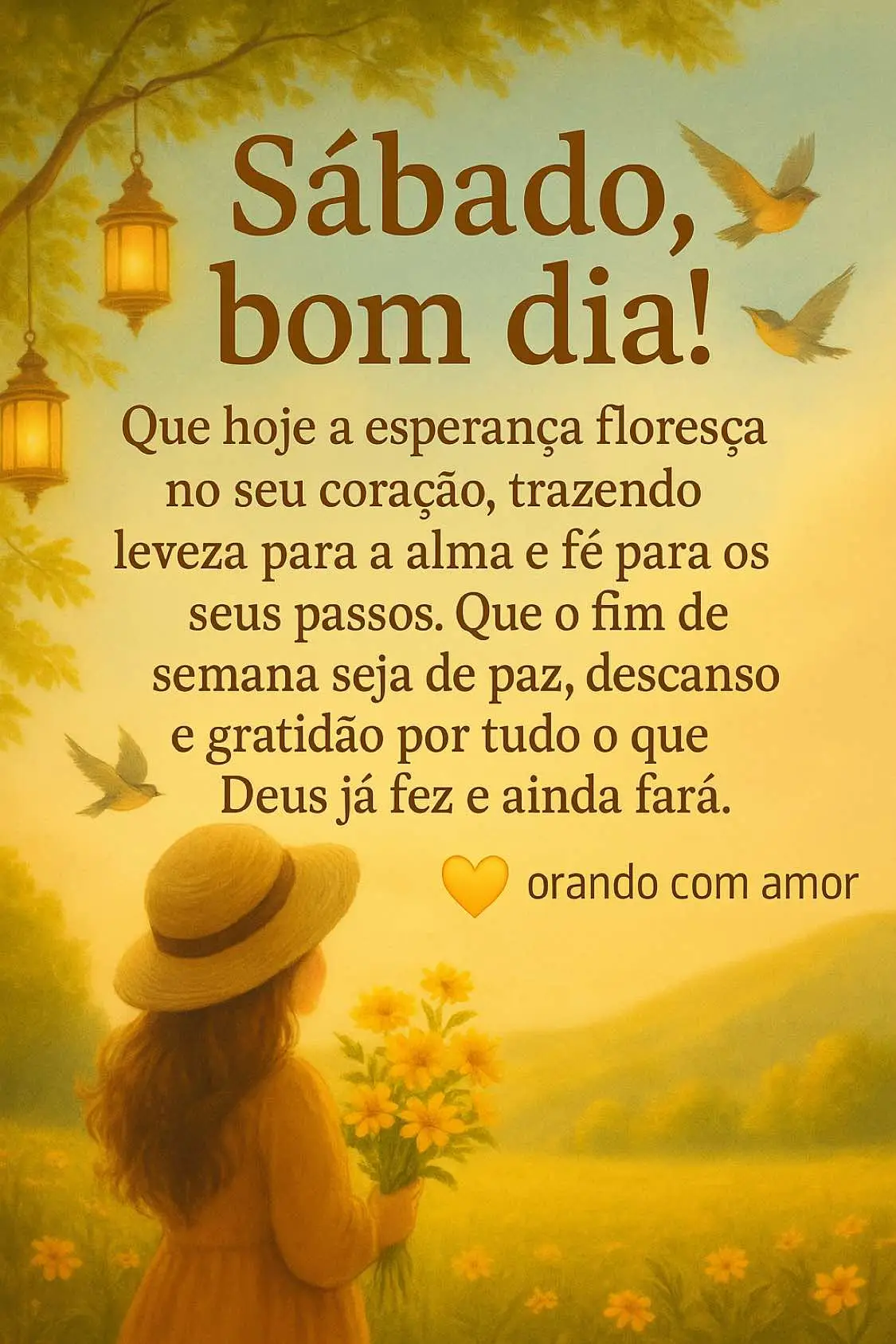 🌸 Sábado chegou! Que o seu dia seja leve, iluminado e cheio de gratidão. Deus já preparou coisas lindas para você viver hoje. 🙏✨ #sabadobomdia #fé #esperança #paz #orandocomamor