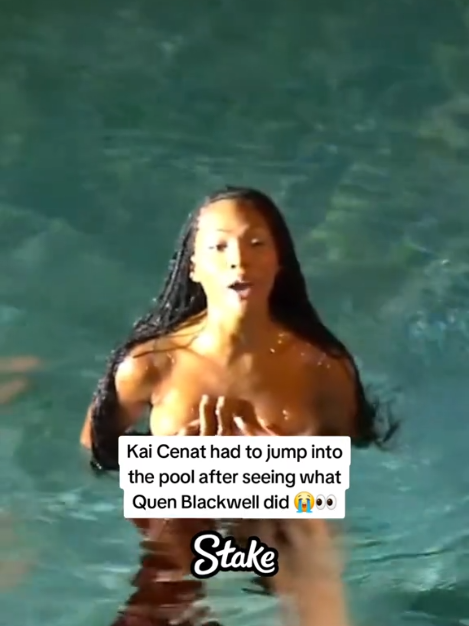 Kai Cenat had to jump into the pool after seeing what Quen Blackwell did 😭👀 #kaicenat #quenblackwell 