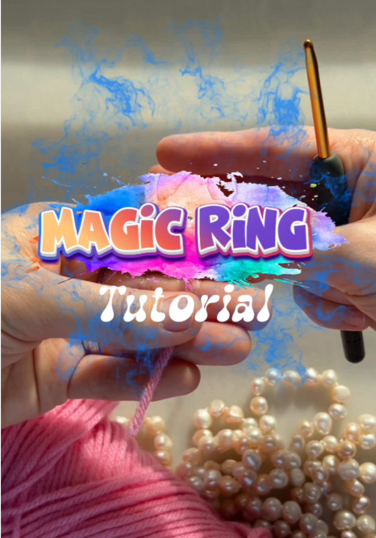 Crochet magic ring tutorial.  Slow 5 easy steps with cool capcup edits as bonus #crochet #crochetersoftiktok #crochettutorial #magicringcrochet #beginnercrochet 