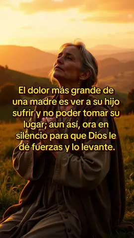 El dolor más grande de una madre es ver a su hijo sufrir y no poder tomar su lugar; aun así, ora en silencio para que Dios le dé fuerzas y lo levante. #luzfamiliar #oracionfamiliar #orar #madre #hijo 