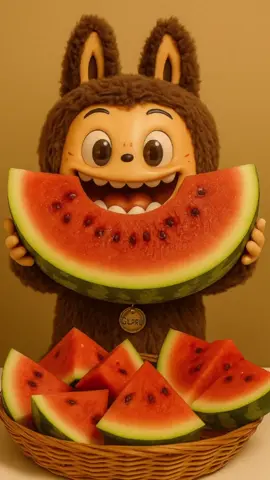 hari ini labu makan buah besar banget🥰kalian suka buah apa?🍉🍌🍓#anak #labubu #animasi #kids #viral 