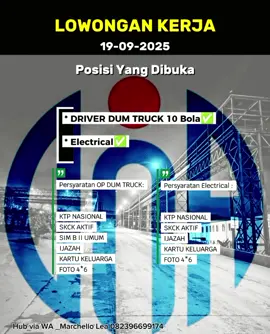 Hanya penerimaan OP Dum truck yg tersedia saat ini.  Loker PT DNA _HUAFEI Hub Staff HR REKRUITMEN PT DNA_MARCHELLO LEATEMIA Via Wa. 082396699174 #fypシ  #iwip  #lowongankerja  #huafeinickelcobalt 