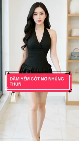 ĐẦM YẾM CỘT NƠ NHÚNG THUN 