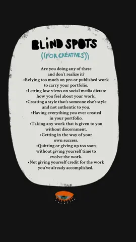 I’ve had all of these especially the last one, how about you…illustrators, designers, photographers, writers, editors, content creators, artists? #blindspots #portfolio #creativework #publishing #artdirector 