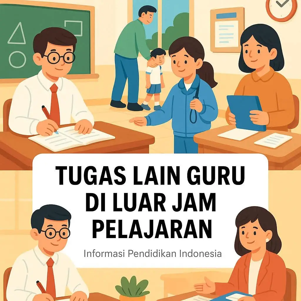 Tugas Lain Guru di Luar Jam Pelajaran 1. Menyusun rencana pembelajaran (RPP) dan bahan ajar.   2. Melakukan penilaian dan koreksi tugas murid.   3. Membimbing kegiatan ekstrakurikuler.   4. Memberi pendampingan khusus bagi murid yang kesulitan belajar.   5. Menghadiri rapat sekolah dan koordinasi dengan rekan guru.   6. Berkomunikasi dengan orang tua murid terkait perkembangan anak.   7. Mengikuti pelatihan atau workshop untuk meningkatkan kompetensi.   Guru tidak berhenti bekerja ketika bel berbunyi,   karena dedikasi mereka melampaui jam pelajaran di kelas.   #peranguru  #pendidikan #guruhebat  #dedikasiguru 