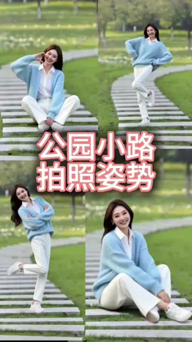 公园石板路拍照姿势，简单易学超出片的，赶快带上自拍杆自拍起来吧！ #拍照   #拍照技巧   #拍照姿势   #摄影   #生活小妙招 