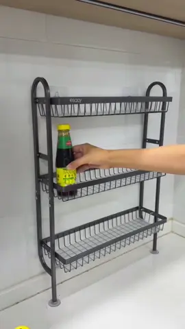 Kệ gia vị dán tường 3 tầng inoxx chắc chắn và gọn gàng k cần khoan đục dễ về sinh k bị đọng rác dưới chân dễ vệ sinh#giadungthongminh #dungcunhabep #thietbigiadinh 