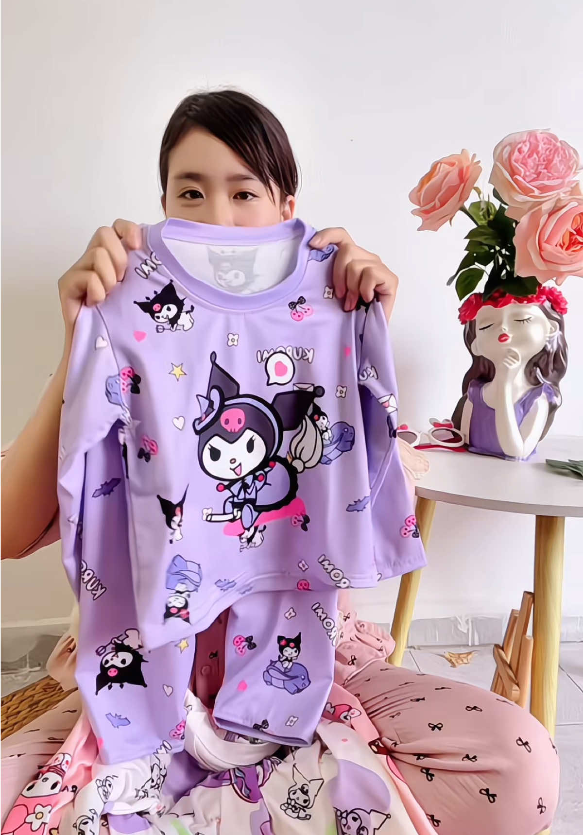 Bộ dài tay quần dài in hình Kuromi,Melody đáng yêu cho bé gái #dobegai #bodaitaychobe #boquandaichobe #bothudongchobe #xuhuong 
