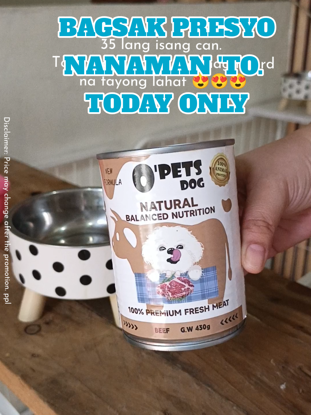 Guys sovrang bagsak presyo. Kaya magcheckout ka na nag madami habang mura pa. Isang can na yan. Grabeeeee. Checkout na agad agad.  Disclaimer: Price mya change after the promotion.  #dogfood #canneddogfood #wetdogfood #foodfordogs #dogsofttiktok 
