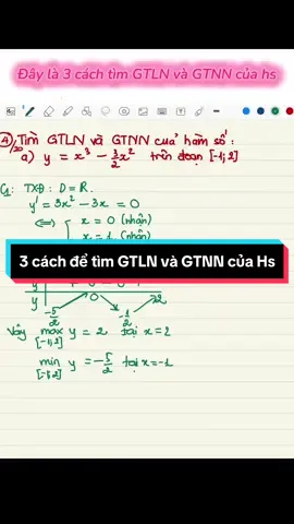 Đây là 3 cách để tìm GTLN và GTNN của hàm số trên 1 đoạn  #LearnOnTikTok #toan12 #GTLN #GTNN #quyenmath 